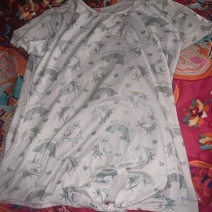 Unicorn Print Kids Shirt - Gray